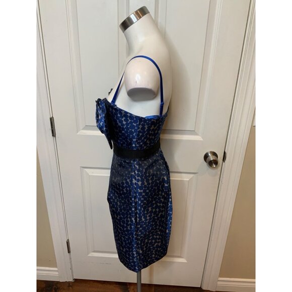 BCBG Max Azria Blue Silver Polka Dot Ink Mini Dress, Size 0 - Picture 3 of 5